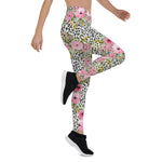 Mother's Day Gift, Mother's Day Leggings Elegant Leopard and Rose Floral Women's Leggings