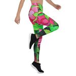 Mother's Day Gift, Mother's Day Leggings Elegant Pink Floral Flowers Women's Leggings