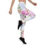 Mother's Day Gift, Mother's Day Leggings Elegant Pink Roses Watercolor Floral Pattern Women's Leggings