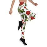 Mother's Day Gift, Mother's Day Leggings Elegant Red Roses Floral Flowers Women's Leggings