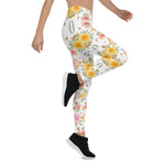Mother's Day Gift, Mother's Day Leggings Fashion Watercolor Floral Rose Yellow and Pink Women's Leggings
