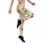 Mother's Day Gift, Mother's Day Leggings Floral Pattern Rose Flowers Women's Leggings