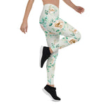 Mother's Day Gift, Mother's Day Leggings Floral Pattern Rose Pink Garden Women's Leggings