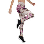 Mother's Day Gift, Mother's Day Leggings Floral Pattern with Roses on Light Women's Leggings