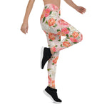 Mother's Day Gift, Mother's Day Leggings Floral Rose Flower Watercolor Women's Leggings