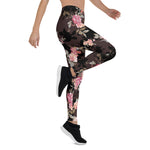 Mother's Day Gift, Mother's Day Leggings Garden Flower Rose Dark Pattern Women's Leggings