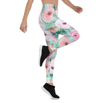 Mother's Day Gift, Mother's Day Leggings Gorgeous Pink Roses Watercolor Women's Leggings