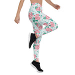 Mother's Day Gift, Mother's Day Leggings Green Rose Flower Women's Leggings