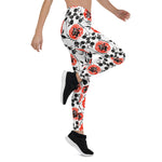 Mother's Day Gift, Mother's Day Leggings Hand Painting Abstract Watercolor Roses Flowers Women's Leggings