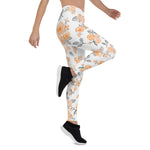 Mother's Day Gift, Mother's Day Leggings Peach Watercolor Roses Pattern Women's Leggings