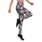 Mother's Day Gift, Mother's Day Leggings Pink & Purple Peonies Floral Women's Leggings