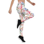Mother's Day Gift, Mother's Day Leggings Pink Roses Boho Trellis Watercolour Flowers Women's Leggings