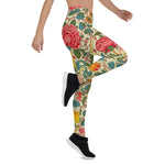 Mother's Day Gift, Mother's Day Leggings Pink Roses Gadern Vintage Chintz Women's Leggings
