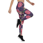 Mother's Day Gift, Mother's Day Leggings Pink Roses Romantic On Purple Women's Leggings