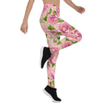Mother's Day Gift, Mother's Day Leggings Pink Watercolor Roses pattern Women's Leggings