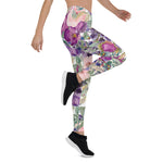 Mother's Day Gift, Mother's Day Leggings Purple Blush Pink Floral Green Watercolor Women's Leggings