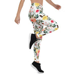 Mother's Day Gift, Mother's Day Leggings Red Pink and Yellow Watercolor Rose Women's Leggings