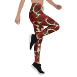 Mother's Day Gift, Mother's Day Leggings Red Roses vintage flower Seamless floral Women's Leggings
