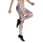 Mother's Day Gift, Mother's Day Leggings Rose Orange Flower Pattern Women's Leggings