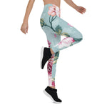 Mother's Day Gift, Mother's Day Leggings Rose Pink Flower Pattern Women's Leggings