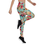 Mother's Day Gift, Mother's Day Leggings Rose Red Pink Orange and Violet Vintage flowers Women's Leggings