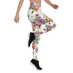 Mother's Day Gift, Mother's Day Leggings Roses, peony with leaves and chamomile with cornflowers Women's Leggings