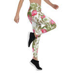 Mother's Day Gift, Mother's Day Leggings Seamless Watercolor Flowers Pink Roses Women's Leggings