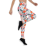 Mother's Day Gift, Mother's Day Leggings Summer Flower Pink and Orange Rose Floral Women's Leggings