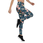Mother's Day Gift, Mother's Day Leggings Tropical Vintage Red Hibiscus Flower Women's Leggings