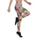 Mother's Day Gift, Mother's Day Leggings Vintage Floral pattern of yellow Roses Women's Leggings