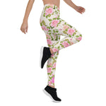 Mother's Day Gift, Mother's Day Leggings Vintage Floral Pink Rose Women's Leggings