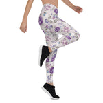 Mother's Day Gift, Mother's Day Leggings Vintage Floral Rose Purple Women's Leggings