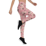 Mother's Day Gift, Mother's Day Leggings Vintage flower seamless pattern on pink Women's Leggings
