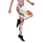 Mother's Day Gift, Mother's Day Leggings Vintage Pink Coral Elegant Roses Floral Women's Leggings