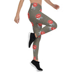 Mother's Day Gift, Mother's Day Leggings Vintage Pink Roses Pattern Women's Leggings