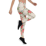 Mother's Day Gift, Mother's Day Leggings Vintage Red Rose Blue Bells Women's Leggings