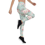 Mother's Day Gift, Mother's Day Leggings Vintage Rose Flower pattern on navy Women's Leggings