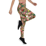 Mother's Day Gift, Mother's Day Leggings Vintage Rose Garden in Teal Women's Leggings