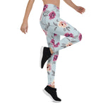 Mother's Day Gift, Mother's Day Leggings Violet and yellow Flowers with Leaves Women's Leggings