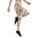 Mother's Day Gift, Mother's Day Leggings Watercolor Flowers Pink Roses Floral Women's Leggings
