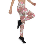 Mother's Day Gift, Mother's Day Leggings Watercolor Pink Floral Rose Women's Leggings