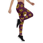 Mother's Day Gift, Mother's Day Leggings Yellow roses and Purple Leaves Women's Leggings