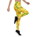 Mother's Day Gift, Mother's Day Leggings Yellow Watercolor Roses Garden Women's Leggings