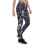 Scotstee Shop - Christmas Candy Cane Pattern Navy Blue Snowflakes Funny Christmas Women's Leggings