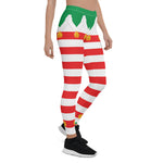 Scotstee Shop - Christmas Elf Green and Red Stripe Holiday Women's Leggings