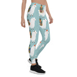 Scotstee Shop - Christmas Gift Llama Pattern Gift Blue Xmas Women's Leggings