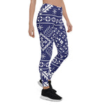 Scotstee Shop - Navy Blue and White Fair Isle Christmas Pattern Halloween Women's Leggings