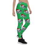 Scotstee Shop - Christmas Red Realistic Great Dane with Santa Hat Women Christmas Leggings