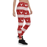 Scotstee Shop - Christmas Red Scandinavian Deer Antler Fair Isle Women Christmas Leggings