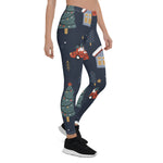 Scotstee Shop - Christmas Seamless Pattern with Christmas Tree Car Women Christmas Leggings